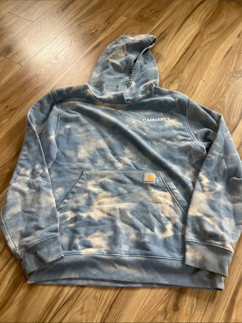 Carhartt Tie-Dye Light Blue & White Pullover Hoodie
